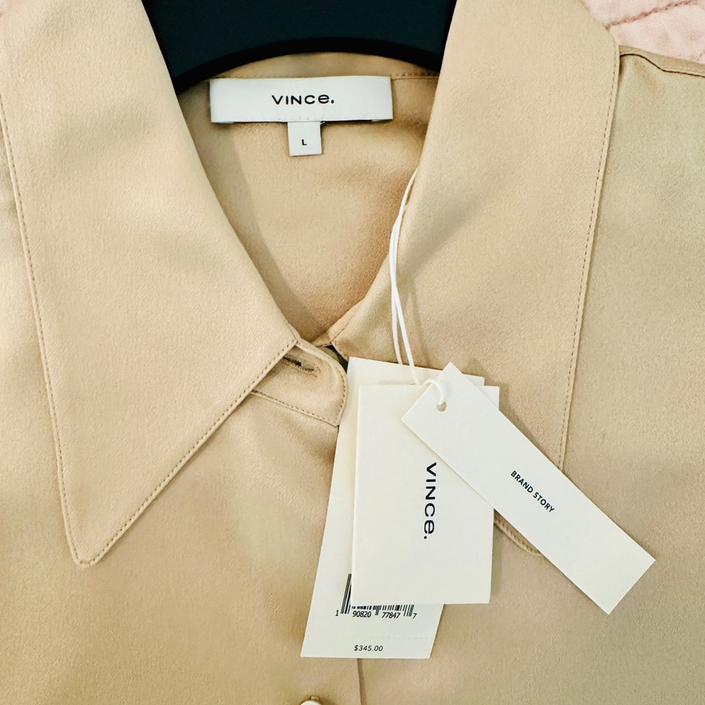 Vince Beige Women's 100% Silk Blouse